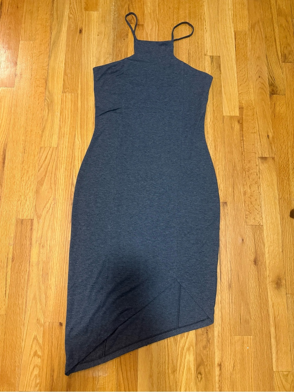 Express Dark Charcoal Asymmetrical Hem Bodycon Dress